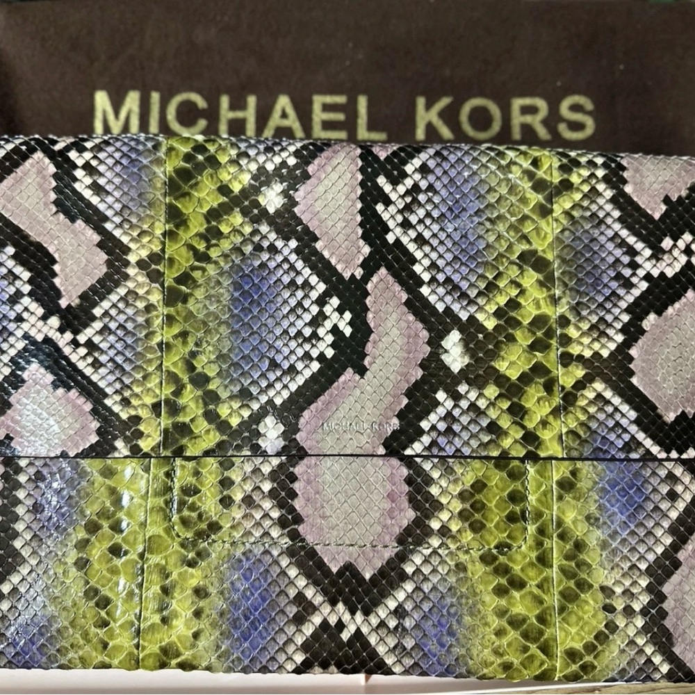 Michael Kors Multicolor Snakeskin Clutch